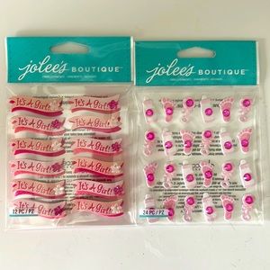 Set of 2: jolees boutique baby girl pink stickers
